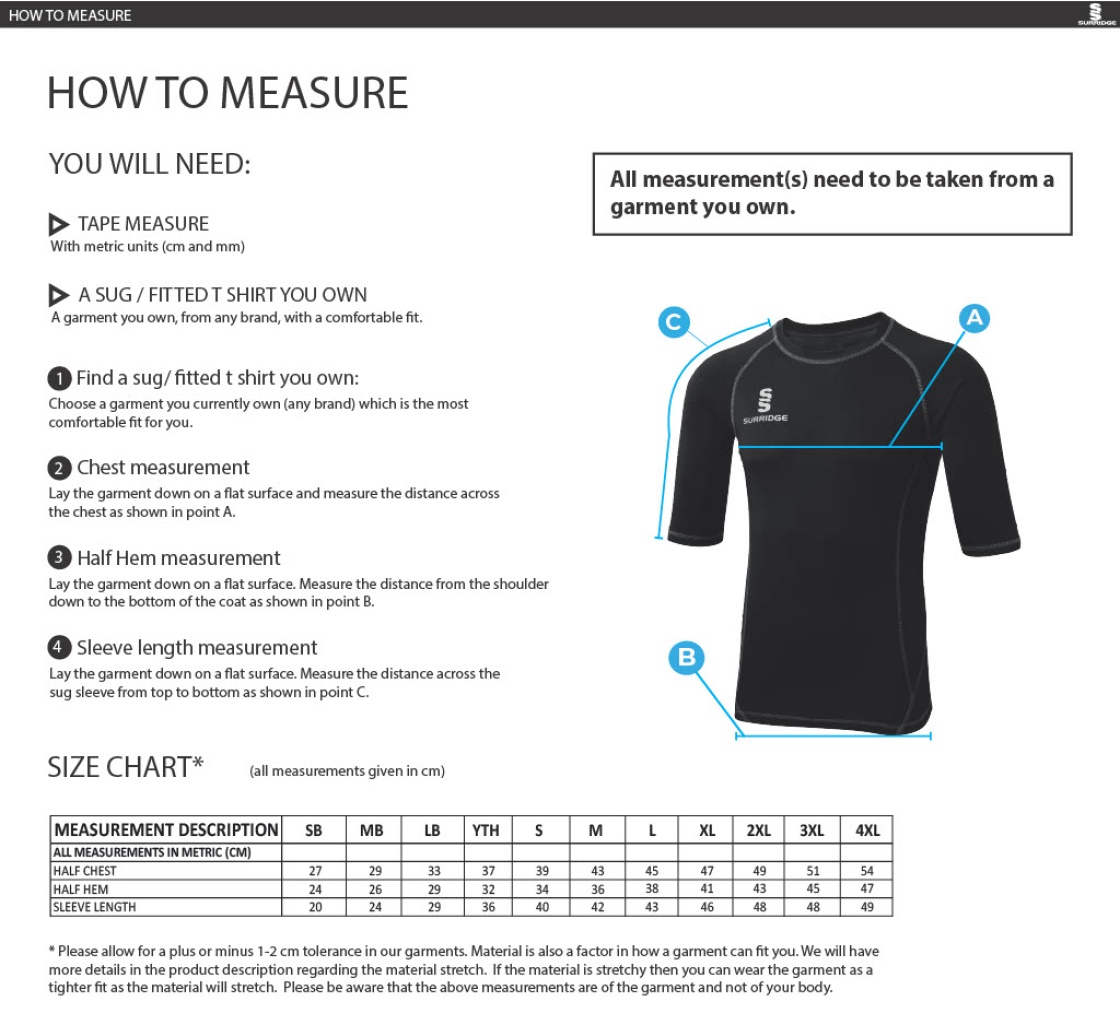 RM CC - Premier Short Sleeve Sug - Size Guide